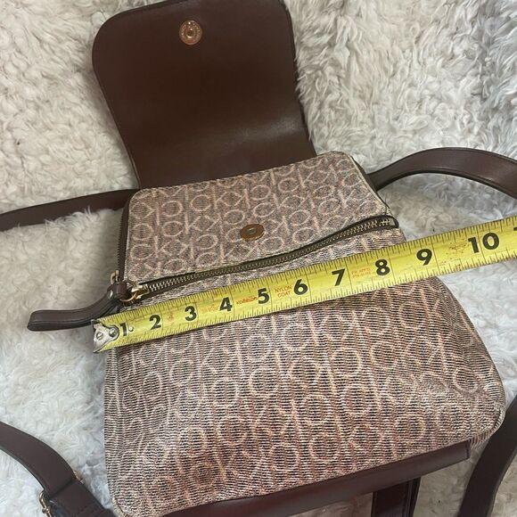 Calvin Klein Tan and Brown Logos  small Backpack logo tone hardwares. main image 6